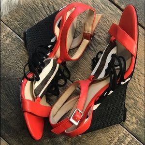 Calvin Klein Wedge Heel Orange/Animal Print